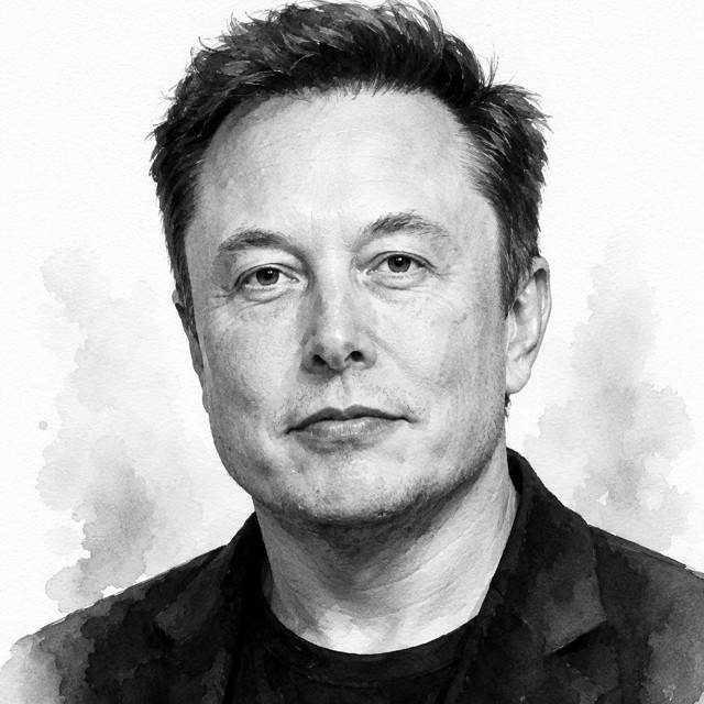 Retrato en acuarela de Elon Musk
