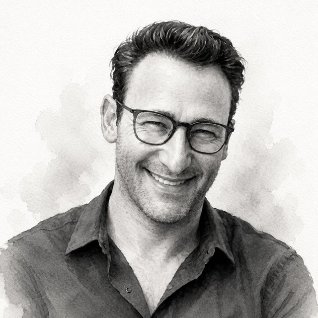 Retrato en acuarela de Simon Sinek